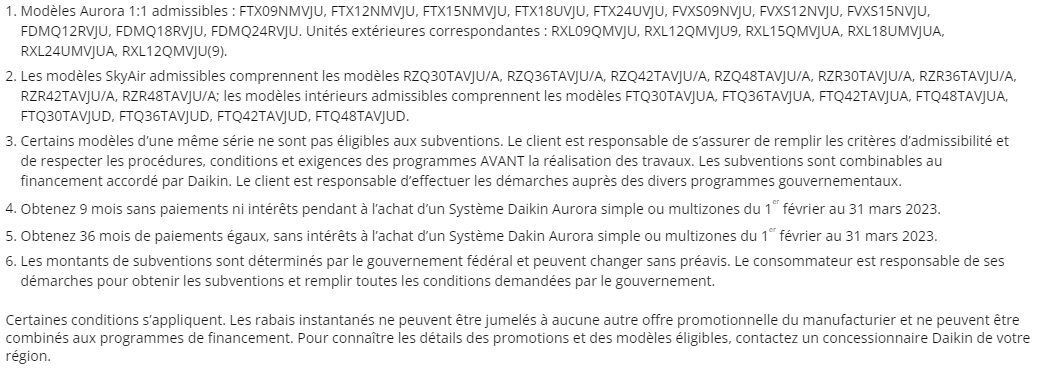 Promotions Daikin